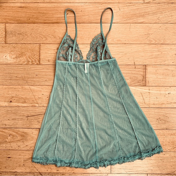 LA PERLA GLAMOUR Mint Mesh & Lace Slip Negligee - Picture 3 of 10